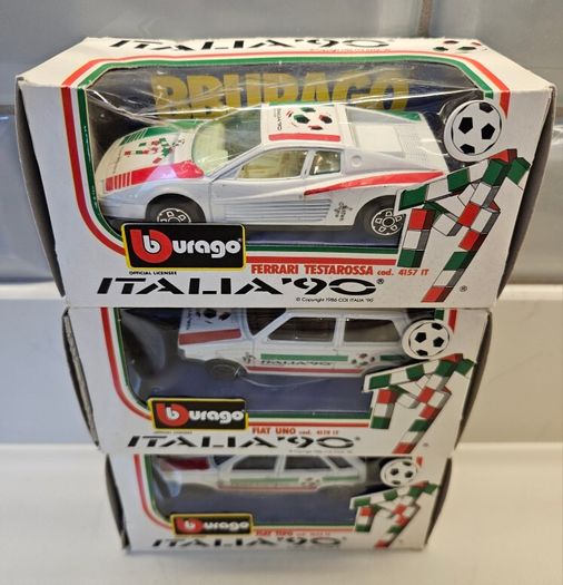 Italia 90 Ferrari Testarossa 308 GTB Fiat Uno Tipo Bburago Model Cars 1/43 1/24 and 1/18 Scale
