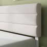 Double Bed Frame with Headboard 4ft6 135 x 190 cm 11.8 Height Upholstered Bed Base Wooden Slat Support  Easy Assembly Off White Image 4