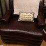 Three seater and arm chair solid wood leather Image 3