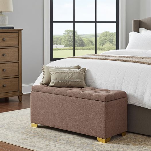 Elegance Storage Ottoman Boucle Upholstery