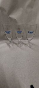 3 x old vintage harp glasses,hard to come by, collectors items ,good condition  ,see pictures for condition ,,buyer collects,,harp symbol faded in one or two glasses ,,, nice in any home bar deco,,