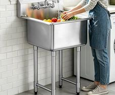 Stainless Steel Commercial Utility Sink with Faucet & Legs, Single Bowl Freestanding Prep Sink