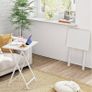 Side Table 2 Set, Folding Tables, TV Tray Table, Snack Table for Eating, Small Sofa End Laptop Drinks Coffee Table for Small Space, Living Room, Industrial, Metal Frame, White Image 4