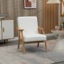 Upholstered armchair in Scandi design, velvet-look, solid wood frame, 68 x 74 x 82 cm, Natural+Cream Image 2
