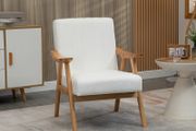 Upholstered armchair in Scandi design, velvet-look, solid wood frame, 68 x 74 x 82 cm, Natural+Cream