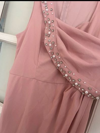 Elegant Dusky Pink Embellished Maxi Dress