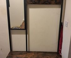 Walnut coat & shoe stand