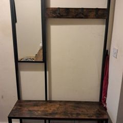 Walnut coat & shoe stand