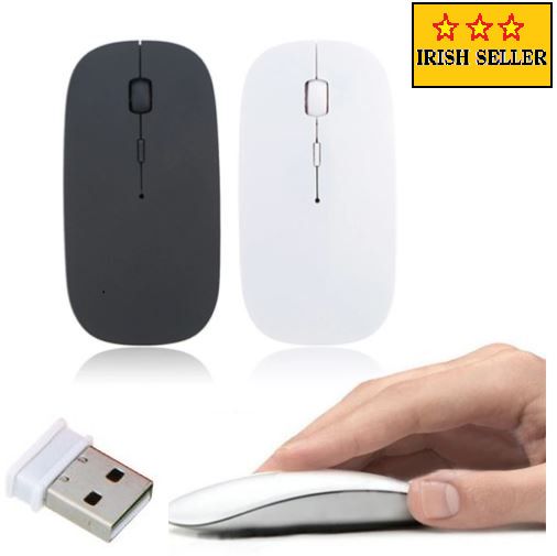 Wireless Slim Optical Mouse White For PC LAPTOP