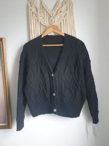Chunky Cable Knit Cardigan Size Medium