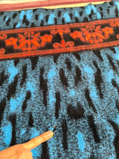 Vintage wool blanket Blue Black Red Patterned Blanket Throw