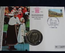Prince Charles investiture 1969 - 1994  limited edition first day coin stamp cover | 1993 Fifty Pence BUNC