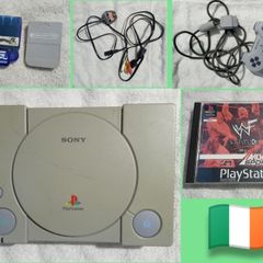 Sony PS1 Console with Official AV Cable, Power Supply, Controller, 2 Memory Cards and Boxed Game