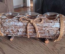 Rustic Log Tealight Holder