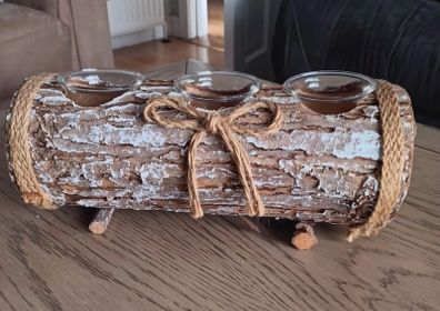 Rustic Log Tealight Holder