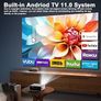 Upgraded Smart Mini Projector - Auto Keystone, Electric Focus, 4K Video Supported, WiFi 6, Bluetooth 5.2, Android 11 TV, Phone Control - Visulapex Portable Home Cinema for Indoor & Outdoor Image 2
