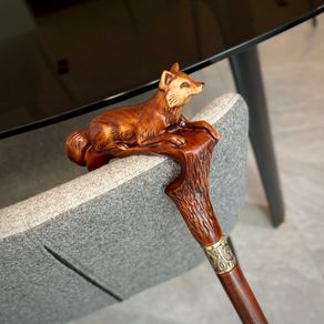 Unique Handmade Walking Stick, Fox Handle, Never Used