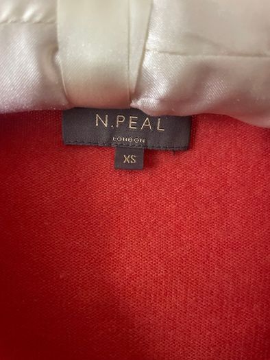 N.Peal London 100% Cashmere Jumper XS Coral V-Neck Luxury Knit