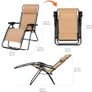 Zero Gravity Relaxing Chair, Lightweight, 112 D x 65 W x 154 H cm, Beige Image 2