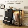 Chest of Drawers Bedroom with Hanging Rail, Built-in LED Lighting and Power Socket, Reversible 6-Drawer Design, Fabric Chest of Drawers for Bedrooms and Living Rooms, 110 x 30 x 106cm, Black Image 4