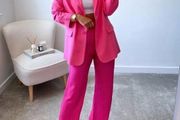 Fab Zara Cerise Pink Blazer &amp; Trousers  Both Size Large UK 12