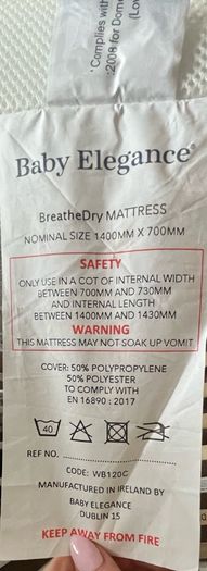 Baby Elegance Travis cotbed and mattress