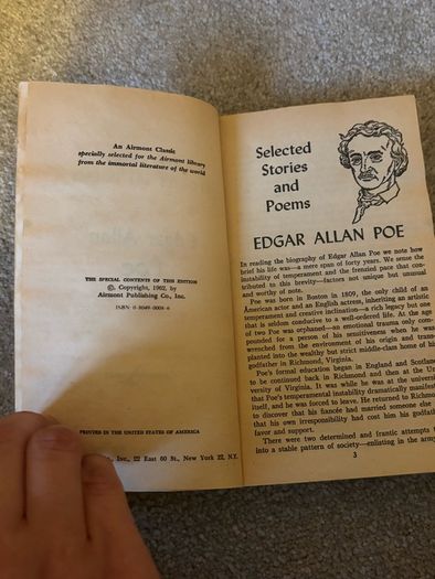 vintage copy of Selected Stories and Poems by Edgar Allan Poe