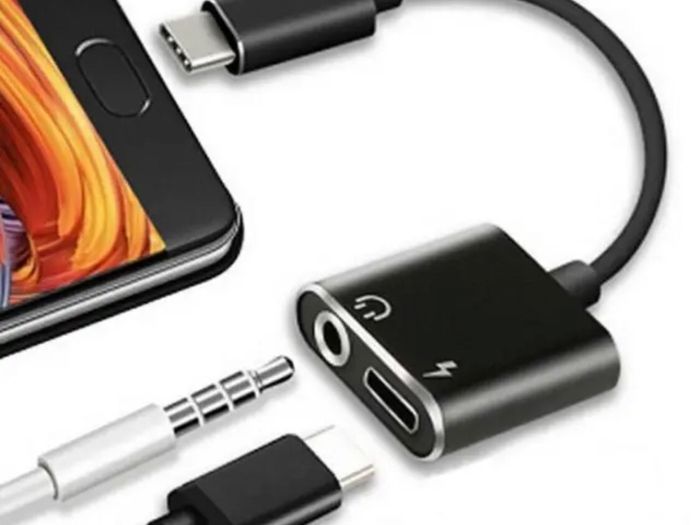 2in1 USB C Type C to 3.5mm Audio Jack Charger Adapter Cable Headphones Earphone
