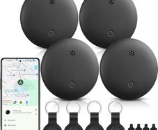 Android Tracker Tags, 4 Pack Google Certified Smart Tracker, Works with Google Find Hub for Keys, Luggage, Backpacks, Pets, IP67 Waterproof & Replaceable Battery (Android Only)