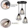 3-Light Pendant Light, Flush Mount Ceiling Light Fixture with Black Metal Cage Shade, Vintage Hanging Pendant Lighting for Kitchen, Island, Dining Room (FREE POSTAGE) Image 4