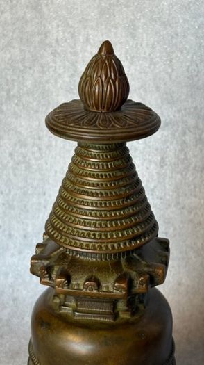 Buddhist Stupa - Bronze, Signed