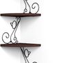 MULTIPLE COLOURS AVAILABLE Corner Shelf Wall Mount of 4 Tier Rustic Wood Floating Shelf Cat Shape Metal Stand for Bedroom Living Room Bathroom Kitchen Office and More Carbonized Black Image 4