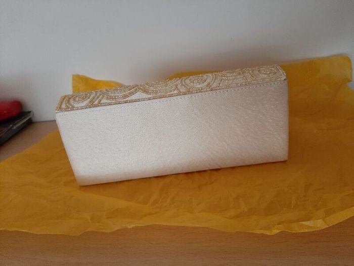 Yellow Gold Beaded evening clutch bag, brand new