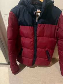 diesel jacket men's size s red blue with hoodie