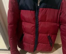 diesel jacket men's size s red blue with hoodie
