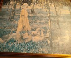Framed Print Oil On Board "goose Girl".
