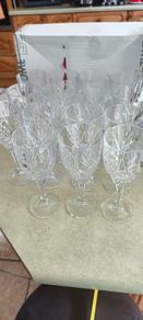15 Galway Irish Crystal  Renmore Goblet Wine Glasses 2 Set of 6 each set is 35.00 euro plus set of 3 glass is 20.00 euro they 20 cm. tall and 8 cm. wide on the top.