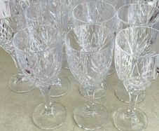 15 Galway Irish Crystal  Renmore Goblet Wine Glasses 2 Set of 6 each set is 60.00 euro plus set of 3 glass is 30.00 euro they 20 cm. tall and 8 cm. wide on the top.