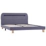 Bed Frame with LED Light Grey Fabric 135x190 cm Image 3