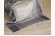 Mohair Throw Beige Grey Large Block