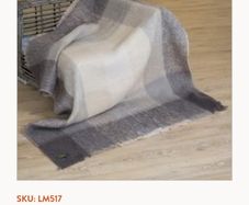 Mohair Throw Beige Grey Large Block