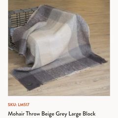 Mohair Throw Beige Grey Large Block