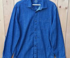 M&S mens blue denim style long sleeve Shirt Medium size