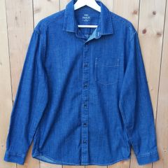 M&S mens blue denim style long sleeve Shirt Medium size