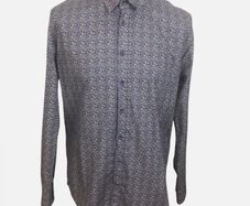 Buggatti Mens Purple Ditzy Floral Long Sleeve Cotton Shirt L 41-42 In Chest