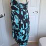 Teatro Aqua Blue Abstract Print Satin Wiggle Cocktail Party Dress UK 12 Image 3