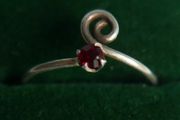 Unisex Adjustable Garnet Ring, 925 Sterling Silver Wrap Ring, Spiral Thumb Ring, Snake Toe Ring (adjustable size) 0,9g