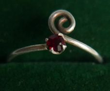 Unisex Adjustable Garnet Ring, 925 Sterling Silver Wrap Ring, Spiral Thumb Ring, Snake Toe Ring (adjustable size) 0,9g