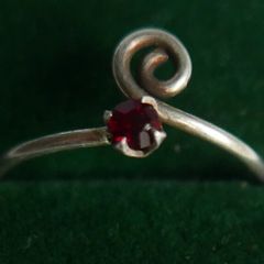 Unisex Adjustable Garnet Ring, 925 Sterling Silver Wrap Ring, Spiral Thumb Ring, Snake Toe Ring (adjustable size) 0,9g