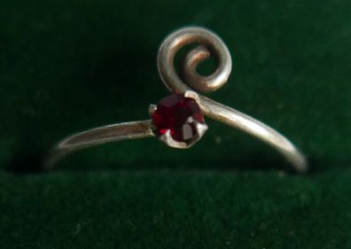 Unisex Adjustable Garnet Ring, 925 Sterling Silver Wrap Ring, Spiral Thumb Ring, Snake Toe Ring (adjustable size) 0,9g